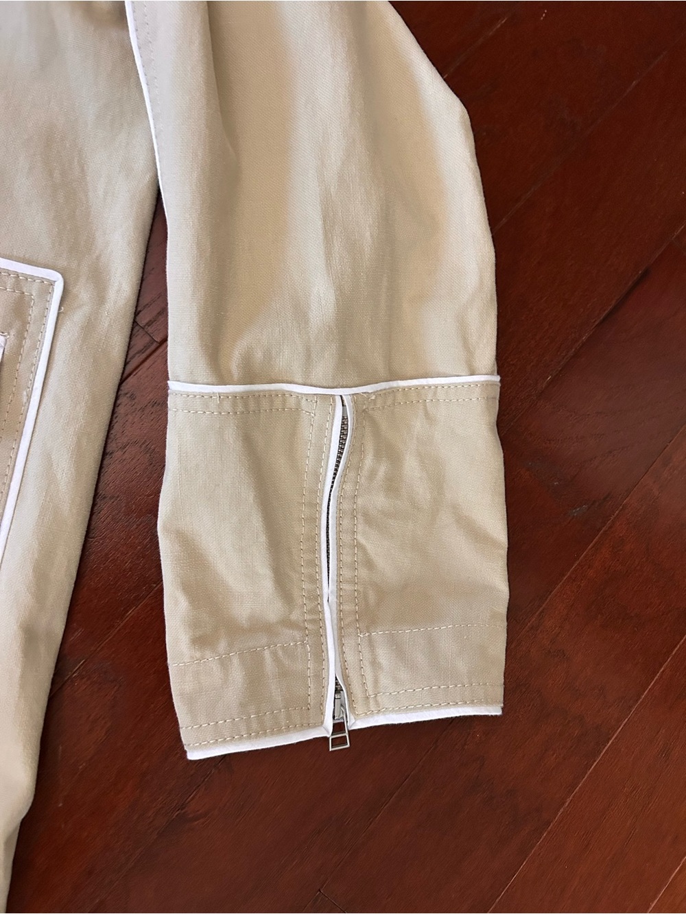 Zara Oversized Contrast Trench Coat Beige Piping Special Edition Sz XS Fits M/L - Picture 13 of 16